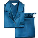 LONXU Womens Satin Pajamas Set Peacock Small Striped XL