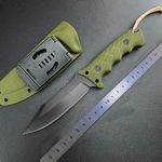 Fixed Blade Outdoor Duty Knife 5cr15 Steel Full Tang Knife Field Knife Straight Camping Knife with G10 Handle Outdoor Waist Clip EDC Kydex Sheath