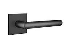 EMTEK Square Rosette Privacy Set with Matching Finish Stuttgart Lever - Choice of Left/Right Handing and 7 Finishes - 5210STURHUS19 - Right Handed (RH) - Flat Black (US19)