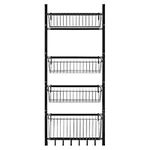 Navaris Over the Door Pantry Organiser - Hanging Spice Rack for Pantry Door - 4 Basket Shelves and Hooks - Wire Metal Kitchen Storage Organisation