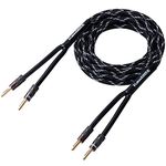 HANNLINTE 14AWG Speaker Wire Cable (3 Feet), 1 Pack Premium Heavy Duty Braided Speaker Cable Dual Gold Plated Banana Plug Tips in-Wall CL2, Oxygen-Free Copper (Black)