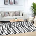 Livabliss Pula Geometric Rug - Scandi Area Rugs Living Room 200x275 cm, Dining, Kitchen - Neutral, Abstract Patterned Rugs, Boho Rug Style, Easy Care Pile - Large Rug, Black and White Rug