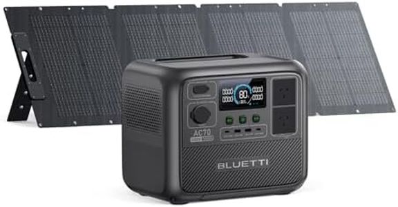 BLUETTI Portable Power Station AC70 with 100W Solar Panel, 768Wh Solar Generator with 2 1000W (Power Lifting 2000W) AC Outlets, 100W Type-C, 0-80% in 45 Min., LiFePO4 Backup Power for Camping, Travel