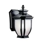 Kichler Lighting 9039BK Salisbury 1-Light Outdoor Wall Mount Fixture, Black with White Linen Glass by Kichler Lighting