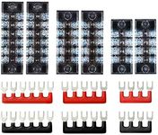 Terminal Strips, FIXITOK 6 Sets 4/5/6 Positions Terminal Block Strips Waterproof 600V 15A Screw Terminal Strips with 400V 15A Pre-Insulated Terminal Barrier Strip Jumper