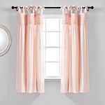 Lush Decor, Blush Lydia Curtains Ruffle Window Set for Living, Dining, Bedroom x 40, 63 in L Panel Pair