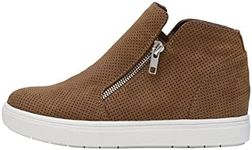 CUSHIONAIRE Women's Hart Hidden Wedge Sneaker +Wide Width Available, Cognac, 8.5