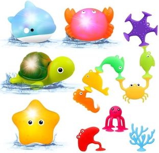 Baby Bath Toys Light Up - No Hole Bath Toys - Sensory Toys for Toddlers - Baby Suction Pool Beach Bathtub Water Toys - Gifts for Boys Girls Kids 6 12 18 Months Age 1 2 3 Year Old Birthday