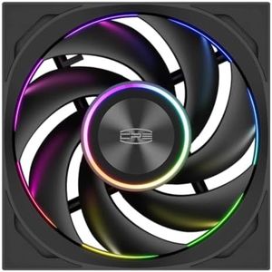 PCCOOLER 120mm PWM Case Fan, Dual Halo Lighting, Wireless Connection Design, Dual Ball Bearing, High Static Pressure, 5V 3-Pin Sync, Single Fan (F7 X120 ARGB Black)