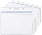 Dadabig 100 PCS Badge Holder, Plastic Horizontal Name Tag Clear Waterproof Plastic Badge ID Card Holders Plastic Card Holders for Multiple Cards