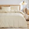 Wake In Cloud - Light Beige Quilt Cover Set, 1000TC Ultra Soft Microfiber Doona Cover Bedding Set in Solid Plain Color (3pcs, Double Size)
