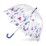 totes Adult and Kids Clear Bubble Umbrella with Dome Canopy, Lightweight Design, Wind and Rain Protection, Ocean Princess, Kids - 37", Ocean Princess, Kids - 37", Kids Clear Bubble Umbrella with Easy