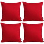 Thmyo 4-Pack 100% Cotton Comfortable Solid Decorative Throw Pillow Case Square Cushion Cover Pillowcase Sublimation Blank Christmas DIY Throw Pillow Covers for Couch Sofa(18x18 inch/ 45x45cm,Red)