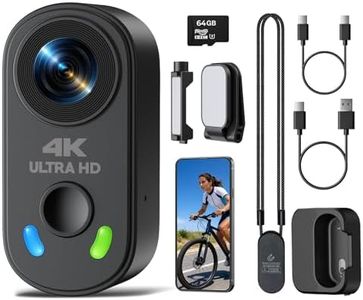 4K POV Action Camera Mini Body Cam with Thumb Size, WiFi APP Control, Charging Case, 64GB TF Card, Hands Free POV Recording with Magnet Mount for TikTok Content Creator Vlogging Walking Cycling