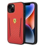 CG MOBILE Polycarbonate Ferrari iPhone 14 Case [Official Licensed] Pu Carbon Case With Contrasted Edges Protective Case/Cover Designed For iPhone 14 (6.1-Inch) 2022 - Red