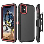 BENTOBEN iPhone 11 Case, Phone Case iPhone 11, Heavy Duty 3 Layers Shockproof Full Body Rugged Hybrid Hard PC Bumper Drop Protective Men Boys iPhone 11 Cover with Kickstand Belt Clip Holster,Red/Black