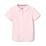 French Toast Girls' Short Sleeve Peter Pan Collar Blouse (Standard & Plus), Pink, 12