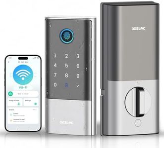 DESLOC Smart Lock K120, Fingerprint Keyless Entry Front Door Lock, WiFi Electronic Deadbolt, 16 Month Li-ion Battery with 15000mAh, APP Control, Touchscreen Keypad, IP65 Waterproof BHMA Grade 3,Sliver