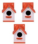 Cket Bird House Nest Box Breeding House for Sparrow, Budgies and Finches Eco Friendly Pure Wooden for Garden Balcony Hanging 02 (Pack of 3)