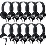 LYDTICK 10 Pack Kids Headphones Bulk for School Classroom, Over-Ear Headphones Wired School Supplies for Kids Students Teachers, 3.5mm Jack(Black)