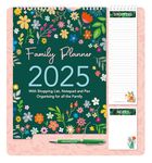 Star Online 2025 Calendar Family Home Organiser Year Planner with 5 Column Layout Gift Floral & Leaf Design - Purple Flower