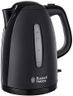 Russell Hobbs Textures Electric 1.7L Cordless Kettle (Fast Boil 3KW, Black premium plastic, matt & high gloss finish, Removable washable anti-scale filter, Push to open lid, Perfect pour spout) 21271