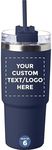 DISCOUNT PROMOS Custom Lotus Travel Mugs 23 oz., Set of 6, Personalized Bulk Pack - Ideal for On-the-Go Sipping, Perfect for Coffee, Soda, Other Hot & Cold Beverages - Navy Blue