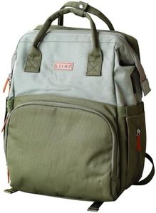 LIINI® Wickelrucksack Olive rPET – 29L Wickeltasche Rucksack aus recycelten PET-Flaschen, wasserfächer für nasse Kleidung, isolierte Flaschenfächer, inkl. Wickelunterlage & Kinderwagenhaken