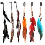 6 PCS Feather Hair Clips, VEGCOO Handmade Boho Hair Extensions DIY Accessories Hippie Hairpin Headdress for Women Girls