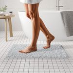 MAYSHINE Soft Plush Microfiber Bathroom Rug, Absorbent Machine Washable Chenille Bath Mat | Non-Slip Quick Dry Shag Carpet, Bath Essentials, Great for Shower, Bedroom, or Door Mat | 32"x20" White