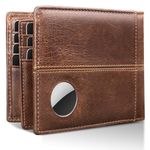 Swallowmall Airtag Wallet Men RFID Blocking Leather Wallet for Mens Airtag Bifold Wallet 1 ID Window 15 Card Slot (Airtag Not Included)