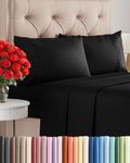Queen Size 4 Piece Sheet Set - Comfy Breathable & Cooling Sheets - Hotel Luxury Bed Sheets for Women & Men - Deep Pockets, Easy-Fit, Extra Soft & Wrinkle Free Sheets - Black Oeko-Tex Bed Sheet Set