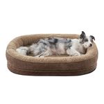Pawk Large Dog Bed, Orthopedic Memory Foam Dog Beds, Washable Dog Bed, Fits up to 23kg, Four-Sided Neck Pillow, Good for Doberman Pinscher, Sheltie, Border Collie, Australian Herding Dog, Brown