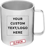 Personalized 15 oz. Malva Stainless Steel Mugs - 12 Pack - Custom Text, Logo - Silver