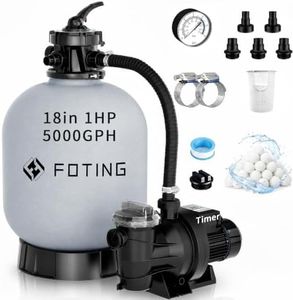 FOTING 2026New Sand Filter Pump with Timer for Above Ground Pool, Pool Pumps Above Ground with 6-Way Valve, Pool Sand Filter for Efficient Circulation & Filtration, 18in