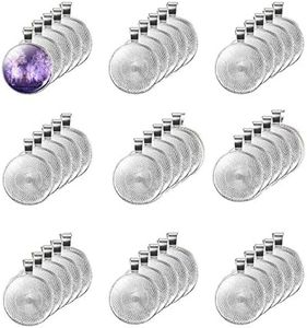 LANBEIDE 40 Pcs Silver Pendant Trays with 40 Pcs Transparent Glass Cabochons, Round Pendant Bezels 1 inch/25mm for Photo Pendant Resin Craft Jewelry Making, Total 80 Pcs