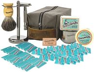 Gentleman Jon Supreme Shaving Collection - Deluxe Safety Razor Shaving Kit & Extra 50-Pack Platinum Double Edge Razor Blades - Extensive Wet Shave Set for Men - Superior Comfort and Smooth Shaves