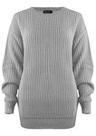 SA Fashions® Oversized New Ladies Womens Chunky Baggy Jumper Knitted Sweater Thick Top S-XL 8-18 (LXL (16-18), Silver)