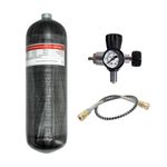 TUXING 4500psi Carbon Fiber Air Tank 6.8L (Empty Bottle)& Pcp Paintball Filling Station with Pressure Gauge Valve,Scuba Tank,Pcp Tank with Regulator Gauge for PCP Game