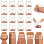24 PCS Silicone Chair Leg Floor Protectors, Premium Felt Furniture Pads for Hardwood Floors, Furniture Sliders for Chair Leg Stool Leg Protectors Cap for Avoid Noise and Scratches (Clear, Large)