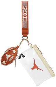 Montana West Texas Longhorns Clear Small Wallet with Football Coin Purse & Wristlet, Detachable Transparent Purse, 6.9 x 4.3 Inch Slim Clear Purse for Game Day Concerts Gifts | NC-KMP-TEX-032-BR