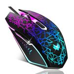 Gaming Mouse Wired, 7-Color LED Light Computer Mouse, Ergonomic Mouse with 6 Silent Click Buttons, 4 Adjustable 3600 DPI USB Mouse for Laptop,PC,Mac, Black