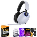 Sony WHG900N/W INZONE H9 Wireless Noise Cancelling Gaming Headset, White Bundle with 2 YR CPS Enhanced Protection Pack and Tech Smart USA Audio Entertainment Essentials Bundle 2020