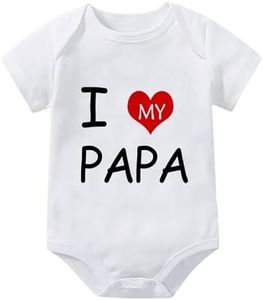 WOOYONGING I Love My PAPA Outfits Baby Girl Short Sleeve Baby Girl New Born Clothes White Girl Onsies 0-3 Months