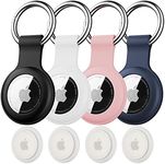 Citymore 4 Pack IPX8 Waterproof for AirTag Keychain，with Soft Silicone AirTags Holder Case Key Ring, Compatible with Apple AirTag for Luggage,Keys, Dog Collar etc