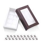 BAKIPACK 20 Truffle Box, Chocolate Box Packaging, Candy Boxes with 8-Piece Plastics Tray (Tray Size with 5.75x2.75 Inches), Pull Out Packing with Clear Window Sleeves, Dark Brown