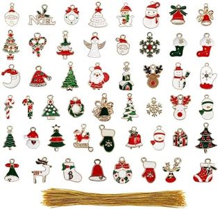 Belle Vous 50 Pezzi Miniature Natalizie da Appendere - Pendenti Natalizi in Acciaio per Fai-da-te e l’Albero Di Natale - Con Babbo Natale, Pupazzi di Neve, Campane, Fiocchi di Neve e Altro