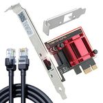 Ubit 2.5GB PCIe Network Card with 1m(39’’) RJ45 Ethernet Patch Cable – PCIe to 2.5 Gigabit Ethernet Network Adapter, Supports Windows 11/10/8.1/8/7, Win Server 2022/2019/2016, Linux