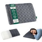 The White Willow Slim Memory Foam Pillow Orthopaedic Bed Neck Back Pain Relief Pillow for Sleeping Ideal for Back Stomach & Side Sleeper with Removable Pillow Cover(24" L x 15" W x 2.5" H) Grey