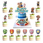 25Pcs Dog Cake Toppers, Cupcake Toppers Paw Dog Figurine Birthday Decorations,Dog Themed Party Decorations Supplies, DIY Cake Toppers for Boys/Girls Birthday Party,Baby Shower